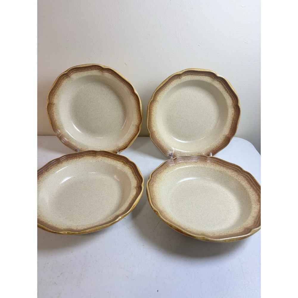Mikasa Whole Wheat Soup/Salad Bowls 7.5" E8000 Stoneware Set Of 4 Vintage EUC